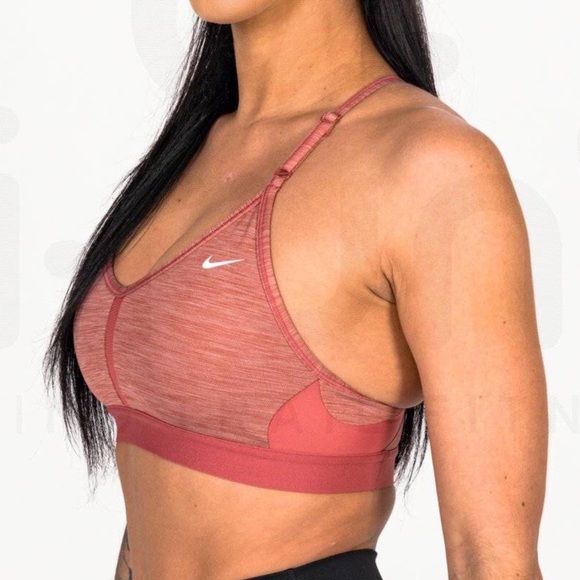 Nike Training Indy Light Support V-Neck Removable Pads Dark Pink Sports Bra M - Picture 5 of 16